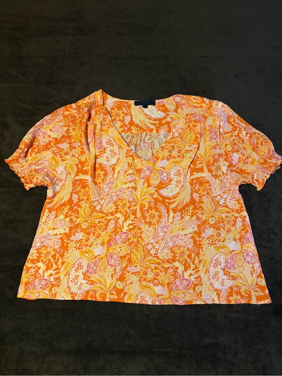 Tops - Orange Floral Summer Blouse